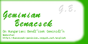 geminian benacsek business card